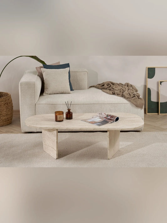 Ovalis Soffbord 130x65x40 cm  - Travertine