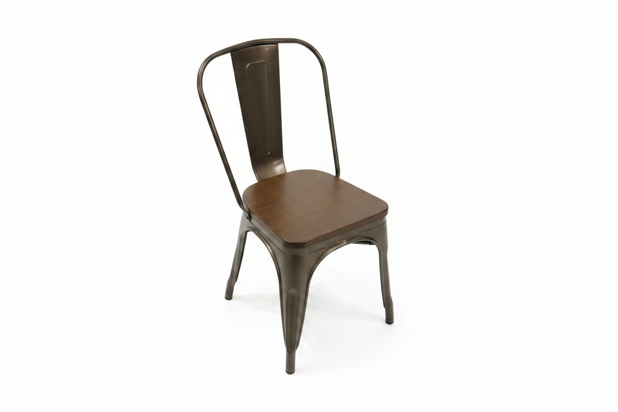 Metal stol - trä sits