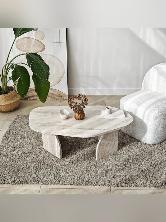 Rock - Svart, Safir Ek, Travertin, Valnöt Soffbord