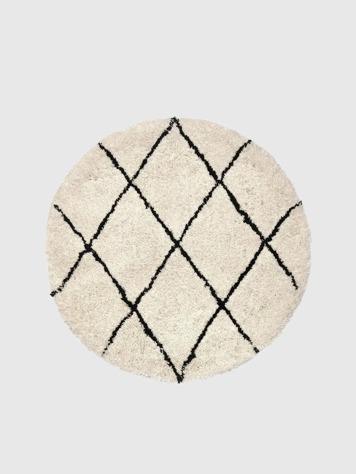 Rund fluffig matta med djup lugg Naima, handtuftad, Ø 250 cm