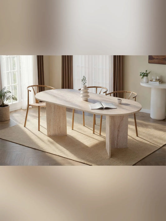 Sabella Ovalt matbord 200 cm - Travertine