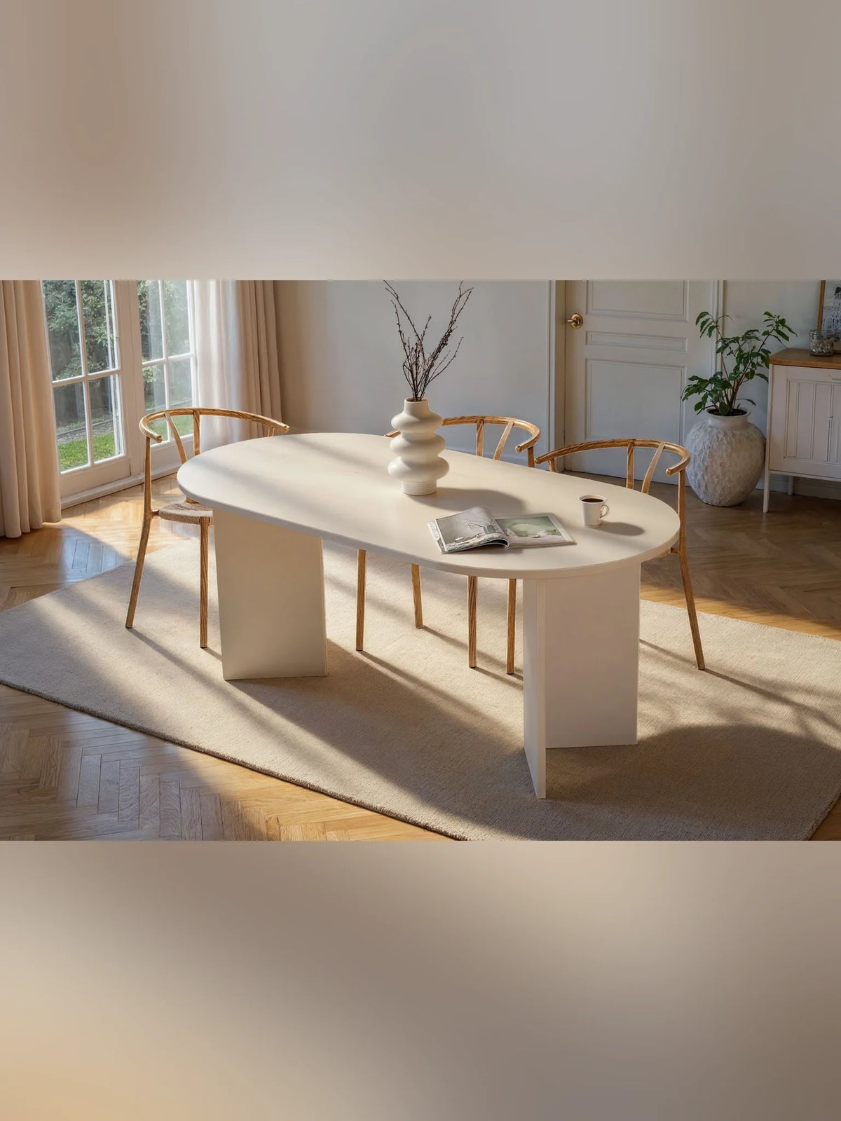 Sablin Ovalt matbord 180 cm - Wood White