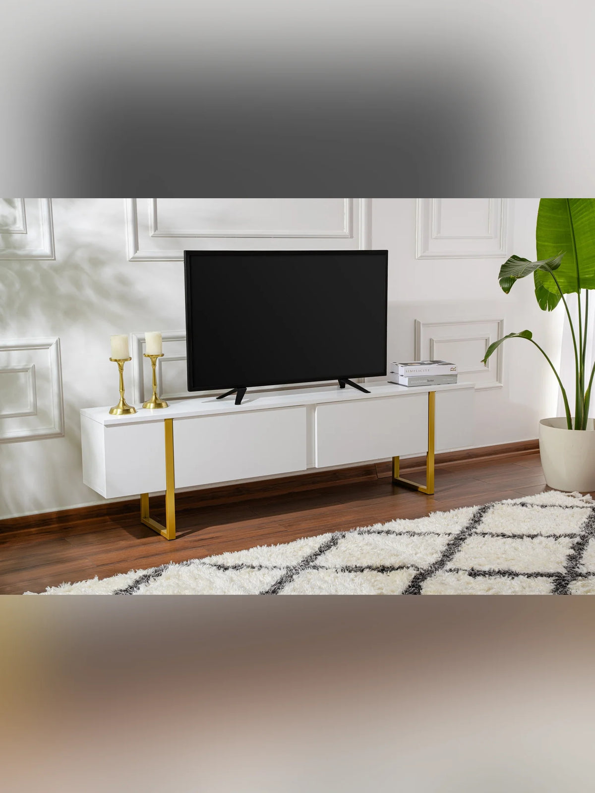 Serenity Tv-bänk - White, Gold