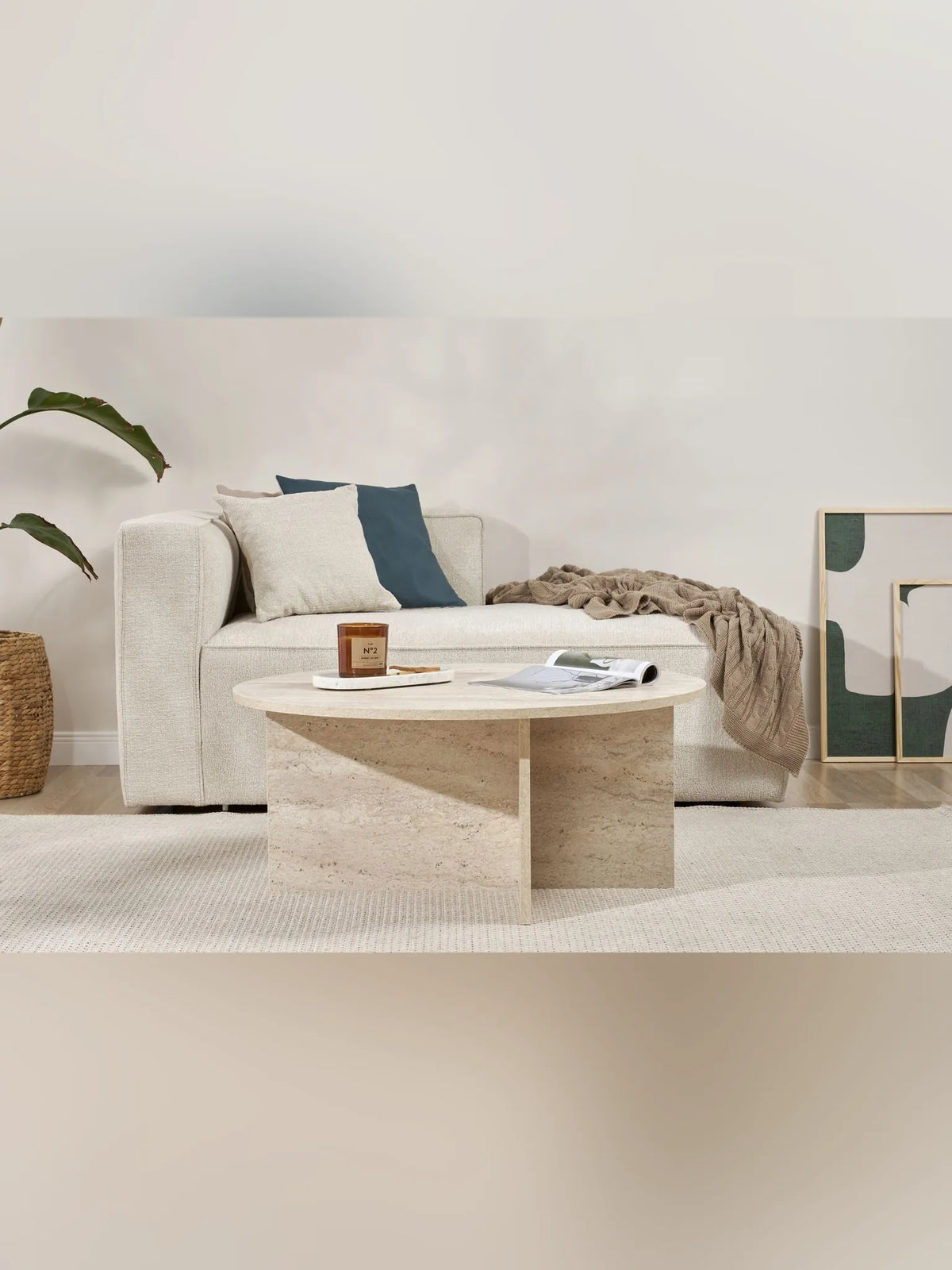 Soleil Soffbord 90x90x40 cm - Travertine