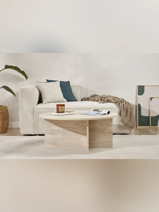 Soleil Soffbord 90x90x40 cm - Travertine