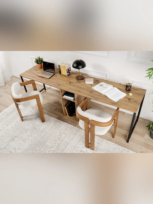 Twin Skrivbord - Atlantic Pine, Black