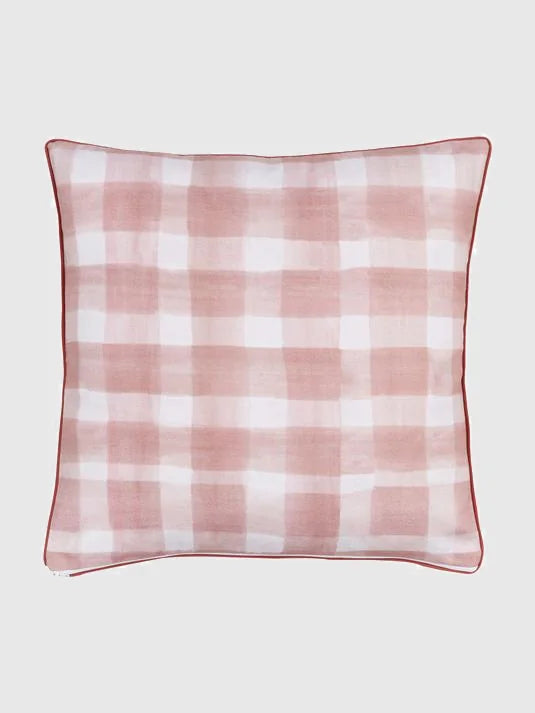 Vändbart Kuddfodral med rutmönster - Rosa