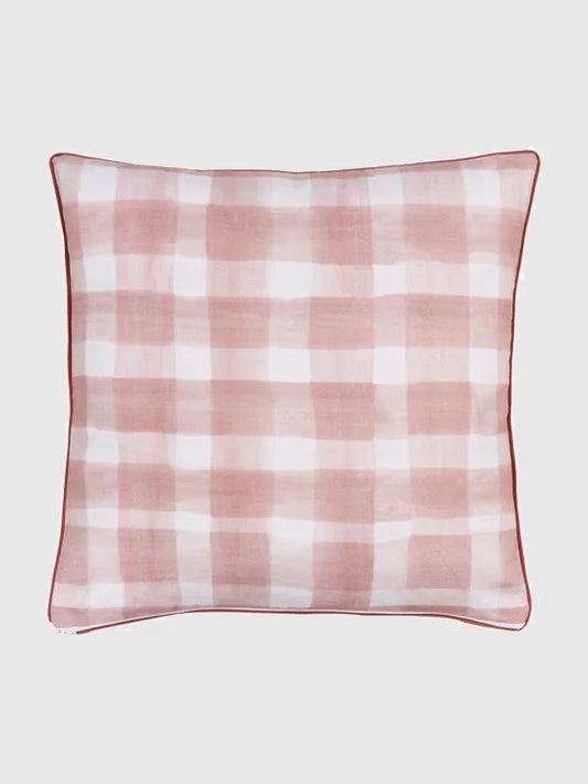 Vändbart Kuddfodral med rutmönster - Rosa