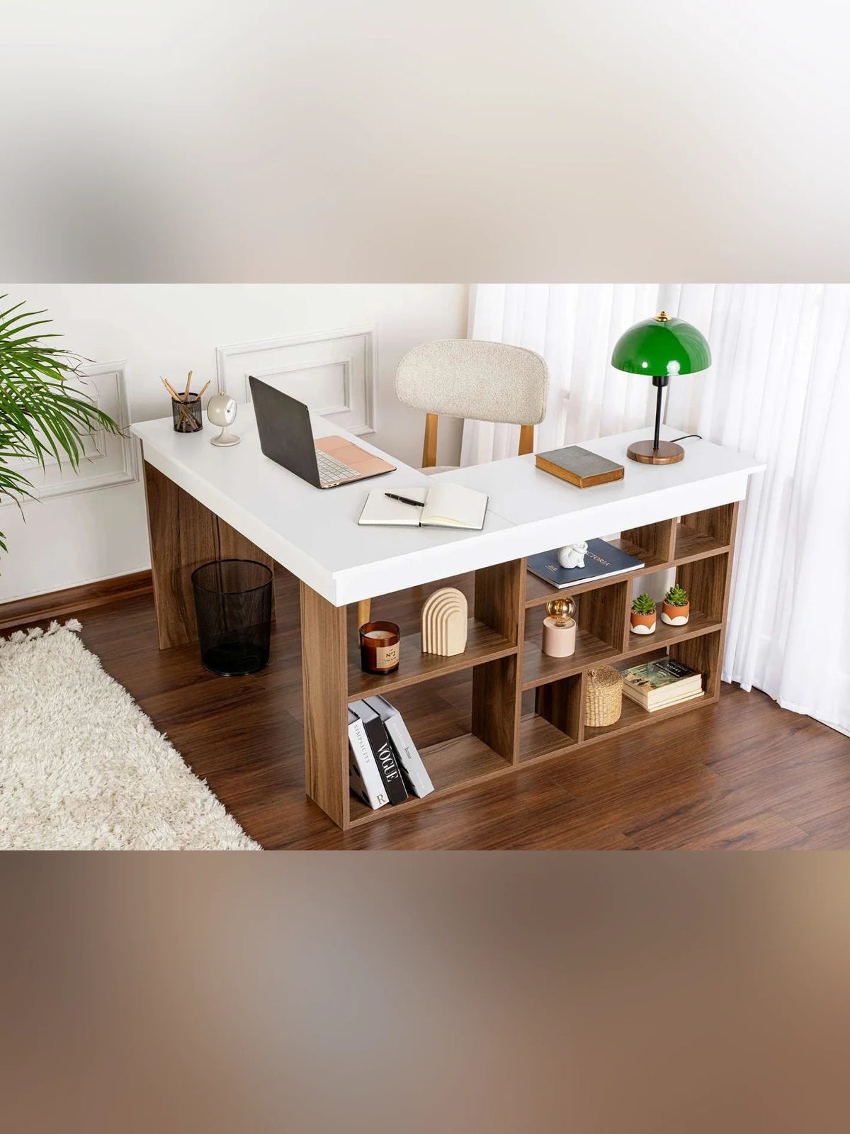 Vesper Skrivbord 130x120x72 cm - Venezia Walnut, White