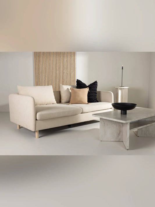 Zero 3-sits Soffa - Woodlook / Beige Fabric