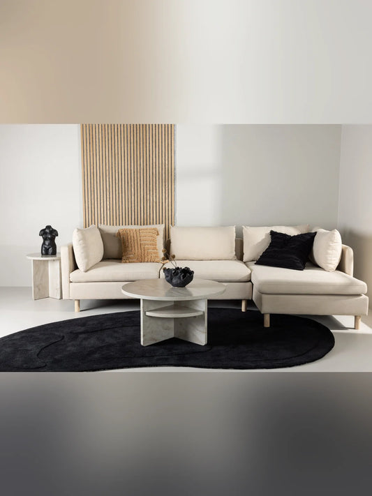 Zero 3-seat Sofa - Woodlook / Beige Fabric